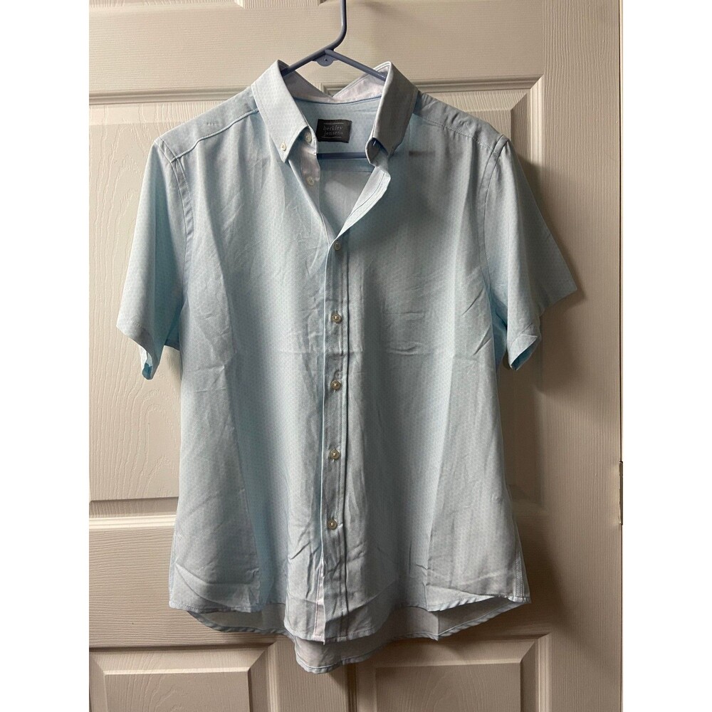 Berkley Jensen button Front Camp Shirt Mens Large Light Blue Casual Classic